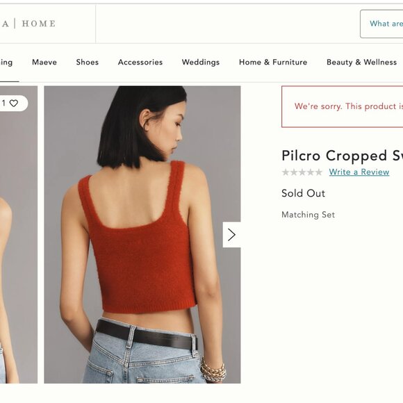 Anthropologie Pilcro Red Sweater Tank Size S HTF - Picture 2 of 4